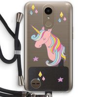 Roze eenhoorn: LG K10 (2017) Transparant Hoesje met koord