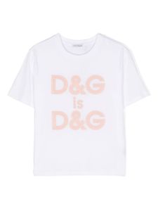 Dolce & Gabbana Kids t-shirt en coton à logo imprimé - Blanc