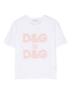 Dolce & Gabbana Kids t-shirt en coton à logo imprimé - Blanc Dolce & Gabbana Kids t-shirt en coton à logo imprimé - Blanc