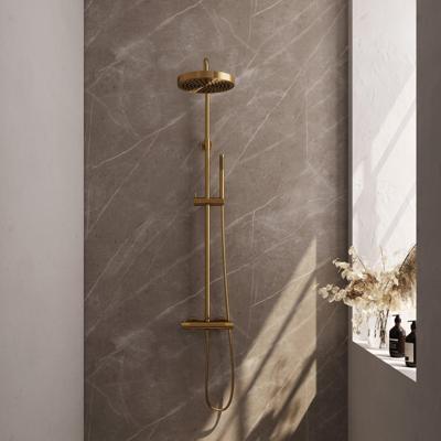 BRAUER Stripe Opbouw Thermostatische Regendouche - SET 01 - 25cm hoofddouche - staaf handdouche - doucheslang - goud geborsteld PVD 5-GG-348