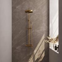 BRAUER Stripe Opbouw Thermostatische Regendouche - SET 01 - 25cm hoofddouche - staaf handdouche - doucheslang - goud geborsteld PVD 5-GG-348