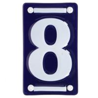 Best for Boots Huisnummer 8 - oudhollands - emaille - 8 x 12 cm - blauw/wit - nummer bordje