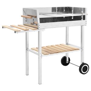 VidaXL Trolleybarbecue met 2 schappen houtskool xxl roestvrij staal