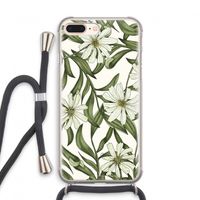 Wit bloemenpatroon: iPhone 8 Plus Transparant Hoesje met koord
