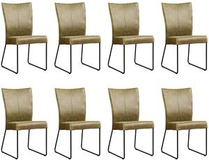 Set van 8 Olijfgroene leren industriële eetkamerstoelen Mate - Vintage Leer Olive (olijfgroen leer)