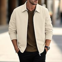 Voor heren Lichtgewicht jack Jas Vrijetijdsjas Buiten Alledaagse kleding Warm Vetoketju Zak Herfst Winter Effen Modieus Streetwear Revers Normaal Zwart Wit blauw Khaki Grijs Jacks Lightinthebox - thumbnail