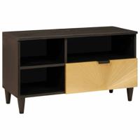 TV-kast Zwart en Goud 80 x 33 x 46 cm massief mangohout