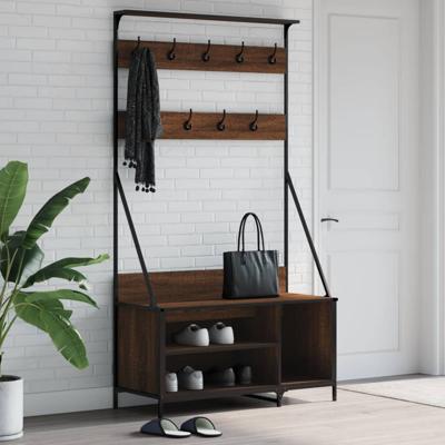Kledingrek met schoenenrek 100x41x184 cm bruin eikenkleur