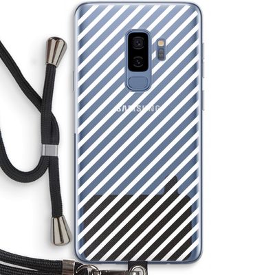 Strepen zwart-wit: Samsung Galaxy S9 Plus Transparant Hoesje met koord