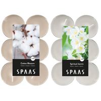Candles by Spaas geurkaarsen - 24x stuks in 2 geuren Jasmin en Cotton Blossom - geurkaarsen - thumbnail