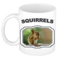 Dieren eekhoorn beker - squirrels/ eekhoorns mok wit 300 ml - thumbnail