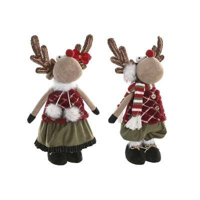 Kerstversiering Home ESPRIT Bruin Rood Groen Rendier 23 x 16 x 41 cm (2 Stuks)
