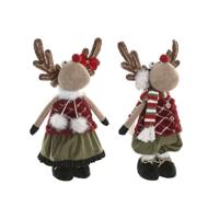 Kerstversiering Home ESPRIT Bruin Rood Groen Rendier 23 x 16 x 41 cm (2 Stuks)