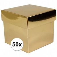 50x Vierkante gouden kadootjes/cadeautjes 10 cm