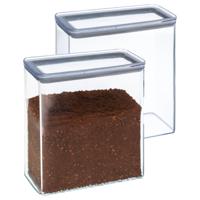 5Five Voorraadpot - 2x - keuken/voedsel - kunststof - 3000 ml - luchtdichte deksel - transparant   - - thumbnail
