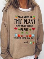 Womens Funny Plant Lover Letter Casual Sweatshirt - thumbnail