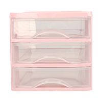 Ladeblokje/bureau organizer 3x lades - roze/transparant - L18 x B21 x H17 cm - plastic