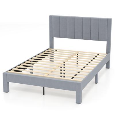 Bedframe voor 200 x 140 cm Matras Gestoffeerd Platformbed Tweepersoonsbedframe Grijs