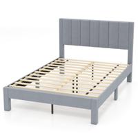 Bedframe voor 200 x 140 cm Matras Gestoffeerd Platformbed Tweepersoonsbedframe Grijs