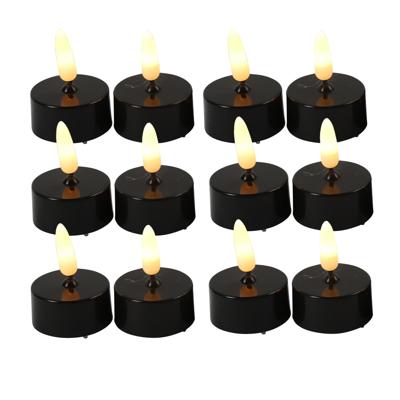 Countryfield LED theelichtjes/waxinelichtjes - 12x st - zwart - met timer - warm wit