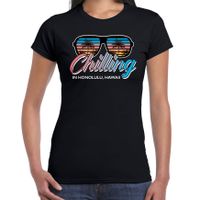 Hawaii feest t-shirt / shirt Chilling in Honolulu Hawaii zwart voor dames - thumbnail