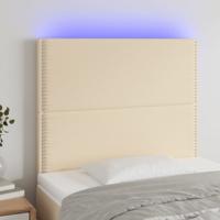 Hoofdbord LED 90x5x118/128 cm stof crèmekleurig