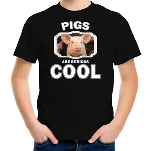 Dieren varken t-shirt zwart kinderen - pigs are cool shirt jongens en meisjes