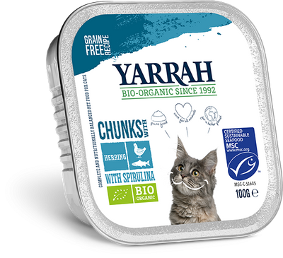 Yarrah natvoer kat kuipje Chunks graanvrij bio vis 16x100gr