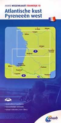 Wegenkaart - landkaart 10 Atlantische Kust - Pyreneeën West | ANWB Media Wegenkaart - landkaart 10 Atlantische Kust - Pyreneeën West | ANWB Media