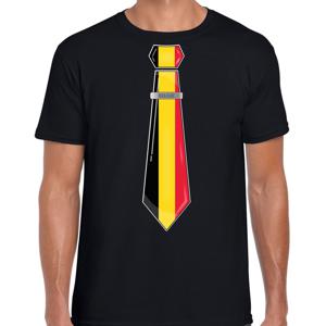 Verkleed T-shirt voor heren - stropdas Belgie - zwart - supporter - themafeest