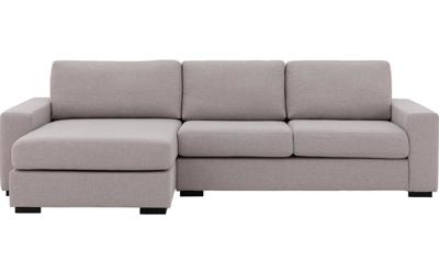 Goossens Hoekbank Lucca Met Chaise Longue lichtgrijs, stof, 2,5-zits, stijlvol landelijk met chaise longue links