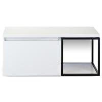 Frozen Badmeubelset 100 cm - Greeplijst in Kleur - Zwart Frame - Wastafelbovenblad Wit Hoogglans