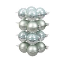 Kerstballen - 16x st - mintgroen - 8 cm - glas - mat/glans - kerstversiering