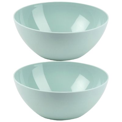 Serveerschaal/saladeschaal - 2x stuks - D20 x H8 cm - kunststof - mintgroen