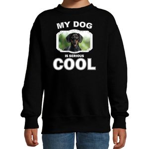 Coole teckel honden trui / sweater my dog is serious cool zwart voor kinderen