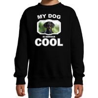 Coole teckel honden trui / sweater my dog is serious cool zwart voor kinderen