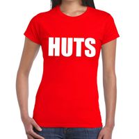 HUTS tekst t-shirt rood dames