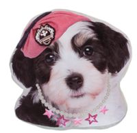 Kamparo kussen hondenkop roze muts 37 cm zwart/wit - thumbnail
