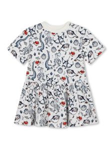 Kenzo Kids robe en coton à imprimé océan - Blanc