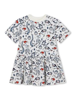 Kenzo Kids robe en coton à imprimé océan - Blanc