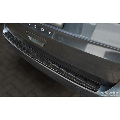 Zwart RVS Bumper beschermer passend voor Volkswagen Caddy V 2020- 'Ribs' AV245054