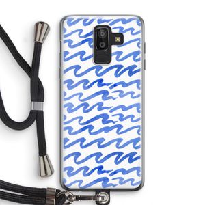 Blauwe golven: Samsung Galaxy J8 (2018) Transparant Hoesje met koord