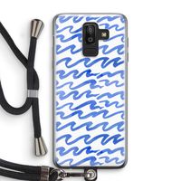 Blauwe golven: Samsung Galaxy J8 (2018) Transparant Hoesje met koord