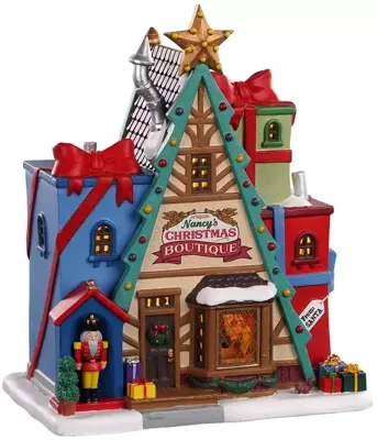 Lemax nancy&apos;s christmas boutique verlicht kersthuisje Caddington Village 2021