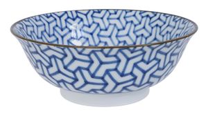 Keramische Kom - Mixed Bowls - Wit en Blauw Design - 1000ml 20.5x7x8cm