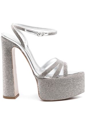 Le Silla sandales Nina ornées de cristaux à plateforme 170 mm - Argent