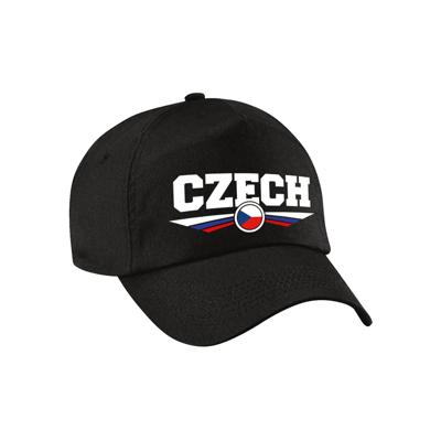 Tsjechie / Czech land supporters petje - zwart - Volwassenen - Baseballcap - Sport - vlag thema