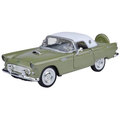 Modelauto Ford Thunderbird cabrio 1956 - groen - 19 x 7 x 6 cm - oldtimer - klassieker