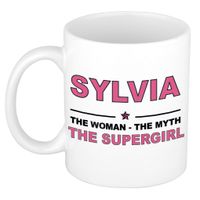 Naam cadeau mok/ beker Sylvia The woman, The myth the supergirl 300 ml   -