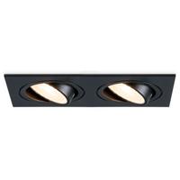 Mallorca LED inbouwspot - IP20 - Kantelbaar - 8 watt 690 lumen - 2700K warm wit - Dubbel - GU10 - Dimbaar - Rechthoek - Voor binnen - Zwart